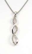 White Gold Diamond Swirl Pendant on Necklace