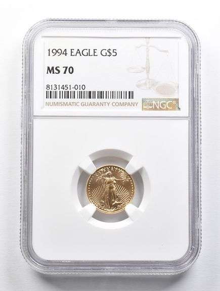MS70 1994 $5 American Gold Eagle 1/10 Oz Gold NGC