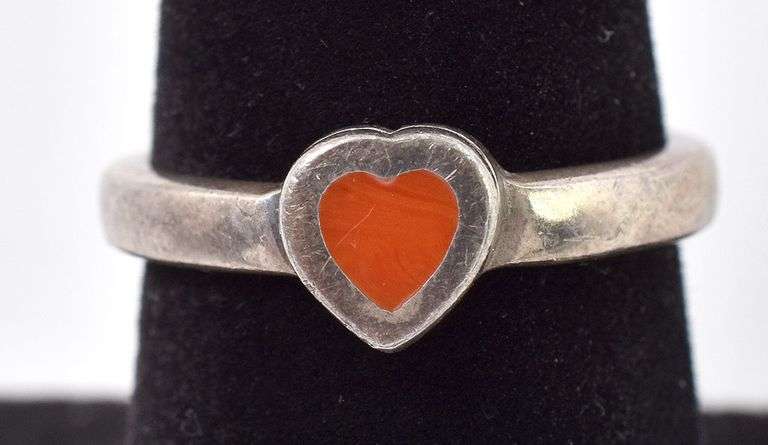 Sterling Silver Coral Gemstone Ring