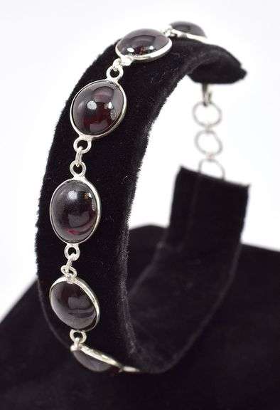 Sterling Silver Red Garnet Bracelet