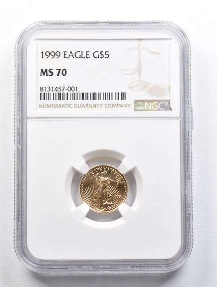 MS70 1999 $5 American Gold Eagle 1/10 Oz Gold NGC