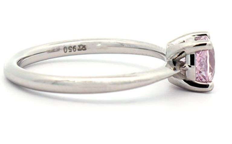 1.08ct Round Pink Sapphire Solitaire Ring in Platinum W/Box