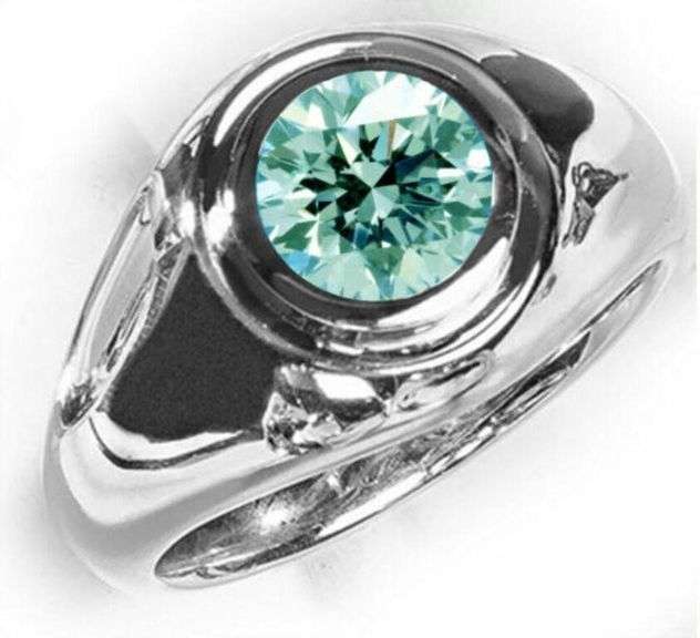Men's Sparkling 2.25 Ct Ice Blue Fire Moissanite Ring
