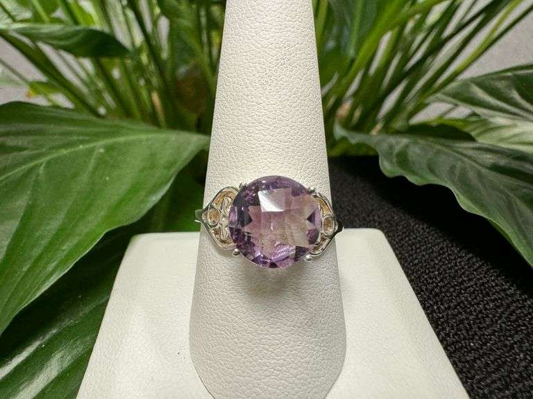 Sterling Silver Natural Gemstone Amethyst Ring Size 10