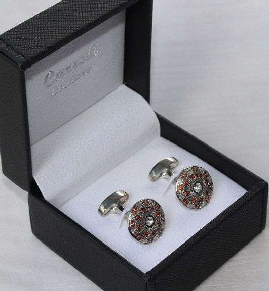 Handsome Pair Jeweled Style Cufflinks By Carelli