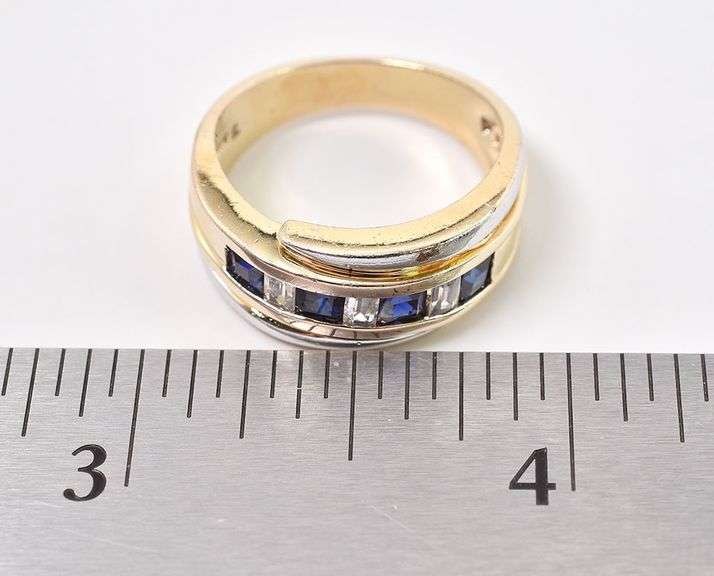 Sterling Silver Vermeil Blue Sapphire and CZ Gemstone Ring