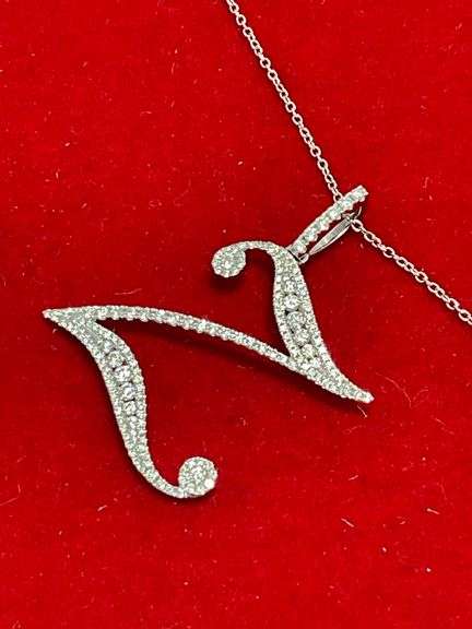 CERTIFIED BRAND NEW 18K WHITE GOLD CHAIN WITH 18K DIAMOND PENDANT