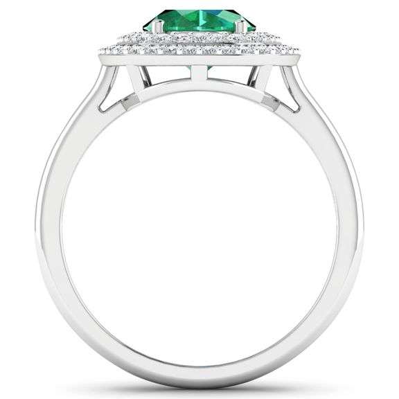 14KT White Gold 1.53ct Zambian Emerald and Diamond Ring