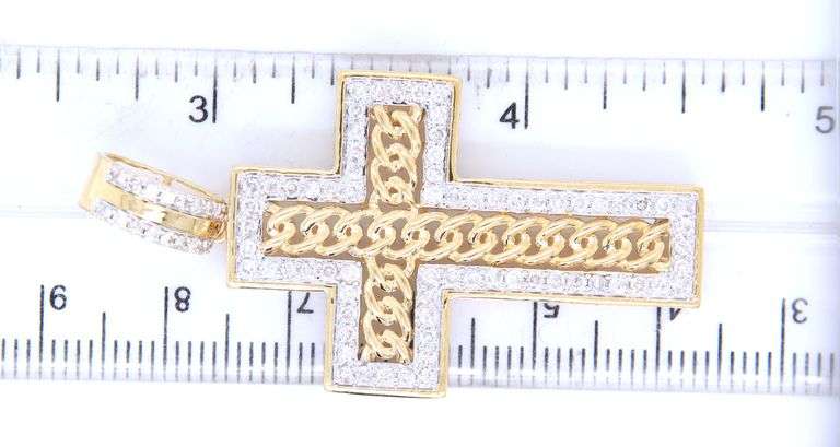 10kt Yellow gold diamond cross pendant