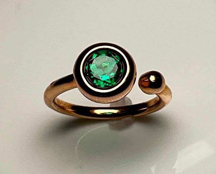 14 Kt Rose Gold Overlay Lab Created Emerald Ring
