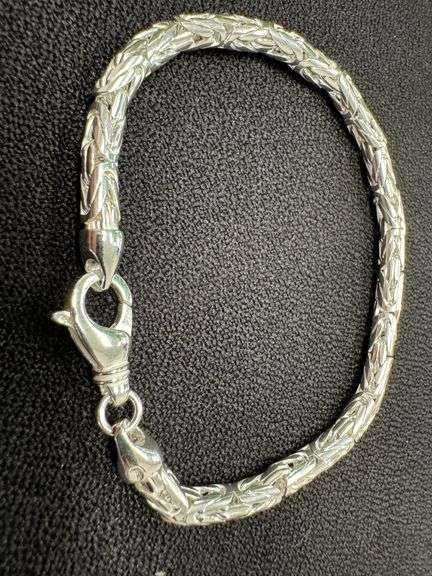 Sterling Silver Byzantine Round Link Chain 5.3mm 925 Italy Heavy Bracelet 9"