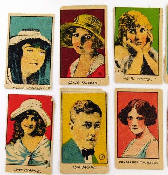 9 - 1920's Comic Strips Movie Stars Trade Cards
