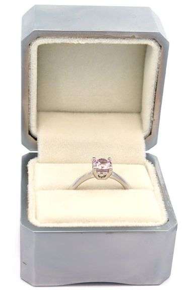 1.08ct Round Pink Sapphire Solitaire Ring in Platinum W/Box