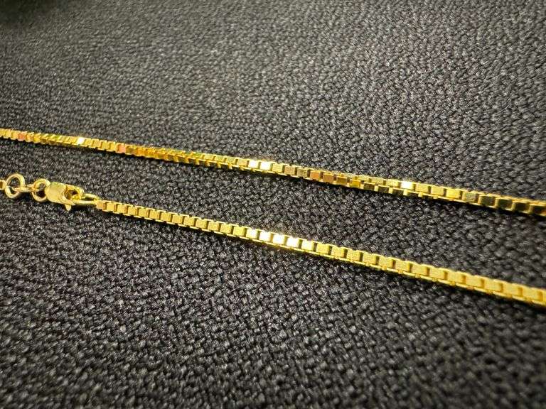 10k Yellow Gold Solid Box Link Chain 1.2mm Necklace 22"
