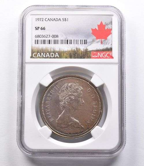 SP66 1972 Canada Silver Dollar NGC Beautifully Toned
