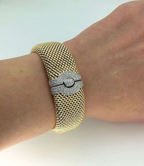 Unique Mesh Bracelet with Diamond Clasp