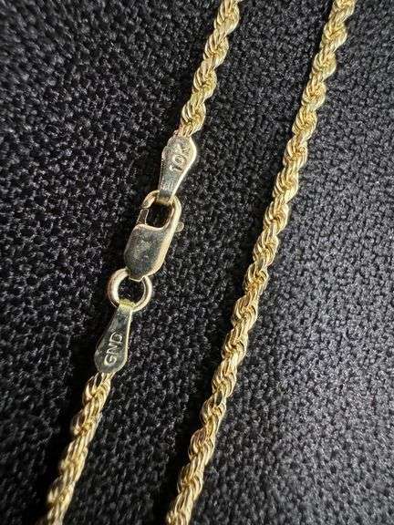 10k Yellow Gold-Hollow Diamond-Cut Rope Chain 2mm Necklace 22"