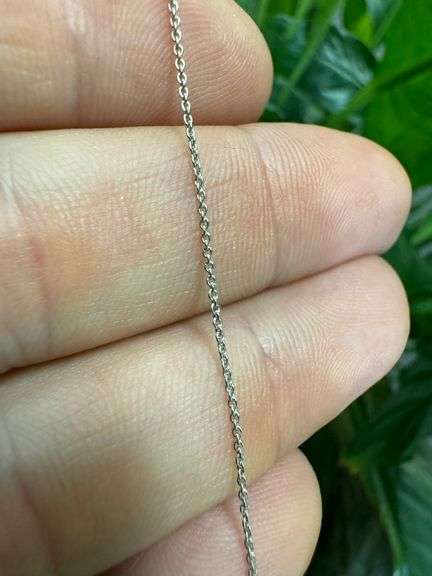 14k White Gold Solid Cable Chain Round Rolo Link 0.9mm Necklace 18"