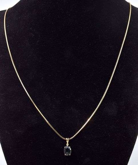 Mesmerizing 14K Yellow Gold Blue Sapphire and Diamond Pendant Necklace