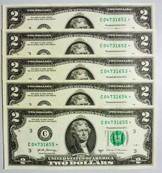 (5) Superb Crisp 2017A $2 Star Notes Philadelphia-Consecutive!