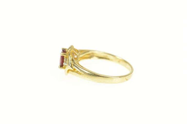 14K Yellow Gold Oval Ruby Diamond Accent Engagement Ring