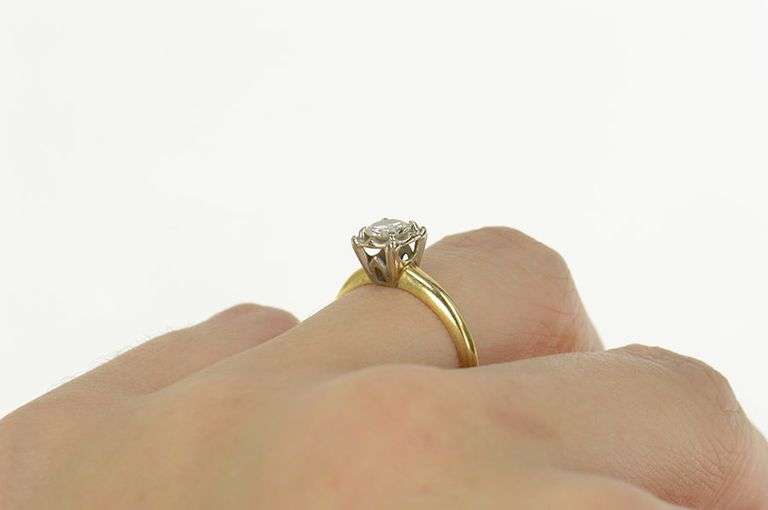 14K Yellow Gold 0.48 Ct G/VS1 1940's Diamond Engagement Ring
