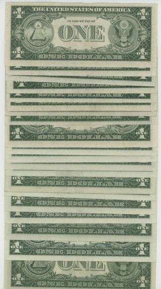 Large lot of 65 $1 Silver Certificates: 35 from 1935 & 30 from 1957. Circs