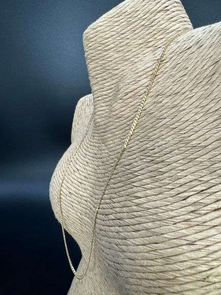 14k Yellow Gold Solid Curb Chain 2mm Link Necklace 16"