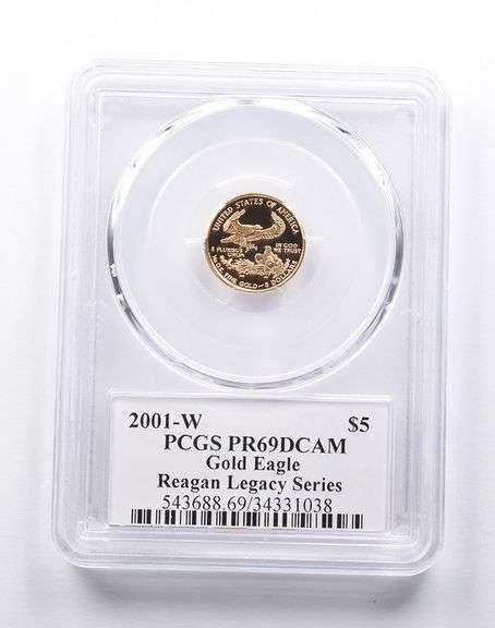 PR69 DCAM 2001-W $5 American Gold Eagle Michael Reagan Signed PCGS
