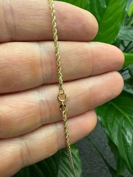 14k Yellow Gold-Hollow Diamond-Cut Rope Link Chain 1.9mm Necklace 28"