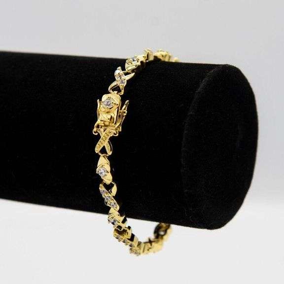Dazzling 14 Kt 14.8 Grams Yellow Gold Plated Tennis Bracelet