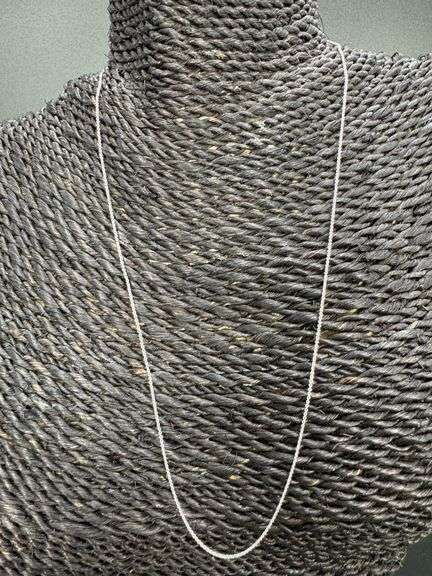10k White Gold Solid Cable Chain Round Rolo Link 0.9mm Necklace 18"