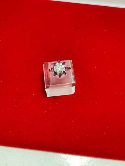 CERTIFIED 14K WHITE GOLD DIAMOND AND RED SPINEL RING