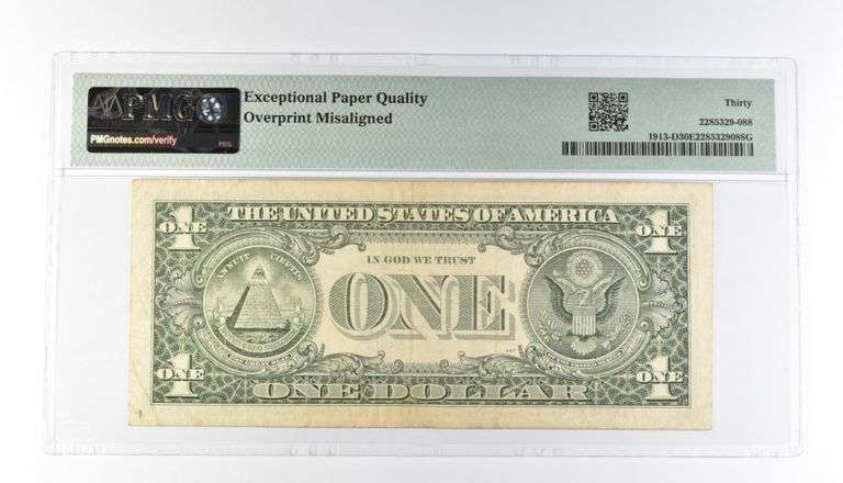 PMG 30 VF EPQ $1 1985 FRN Cleveland Fr#1913-D Misalignment Error