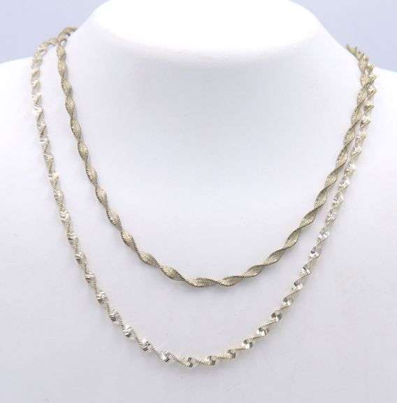 Lot of 2 Vintage Italian 925 sterling silver rope chain necklaces