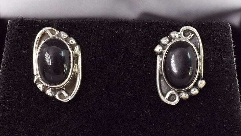 Sterling Silver Black Onyx Stud Earrings