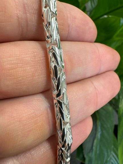 Sterling Silver Byzantine Round Link Chain 5.3mm 925 Italy Heavy Bracelet 9"