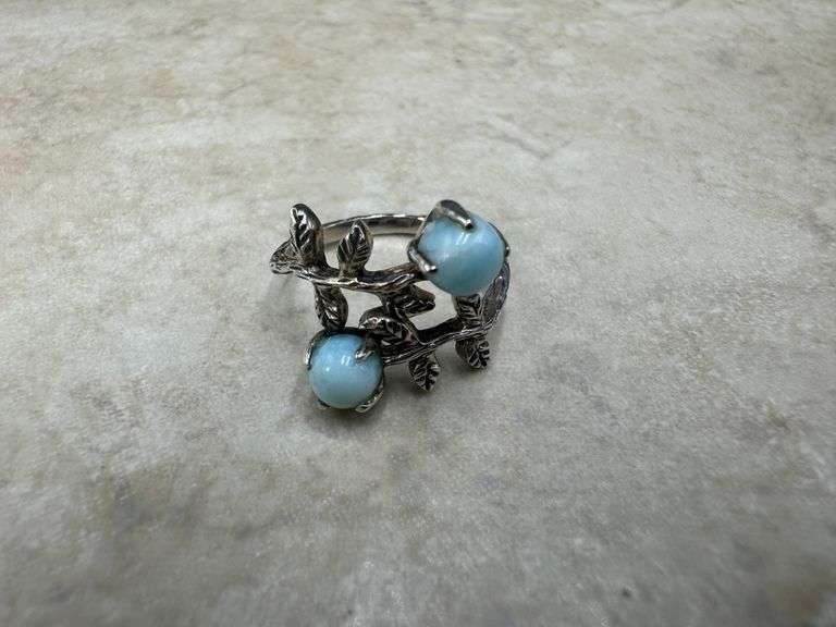 Sterling Silver Gemstone Larimar Ring Size 6