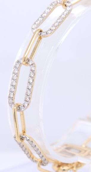 14kt Yellow gold diamond link bracelet