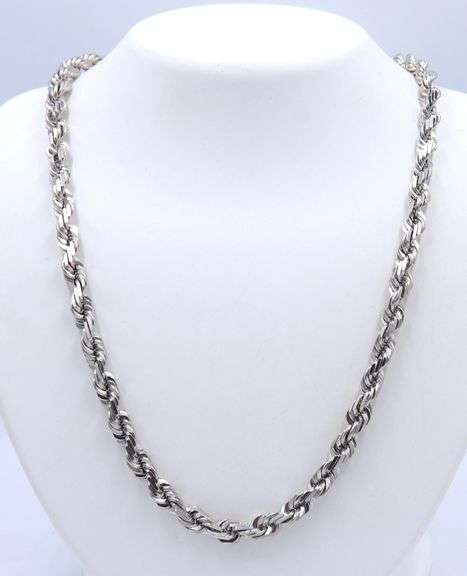 Heavy 14kt white gold rope chain necklace