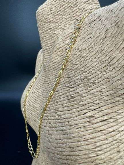 10k Yellow Gold Solid Pave Figaro Link Chain 4.3mm Necklace 22"