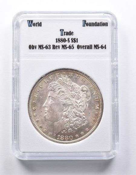 MS64 1880-S Morgan Silver Dollar World Trade Foundation