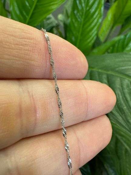 14k White Gold Solid Singapore Rope Link Chain 1.1mm Necklace 16"