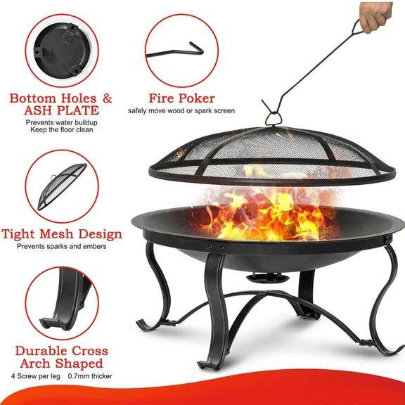 29-Inch Outdoor Fire Pit - Steel Bowl