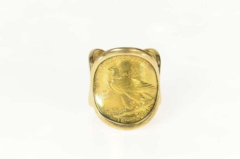 18K Yellow Gold 1926 Indian Head 2.5 Libra Coin Statement Ring
