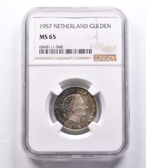 MS65 1957 Netherlands Gulden NGC Beautifully Toned