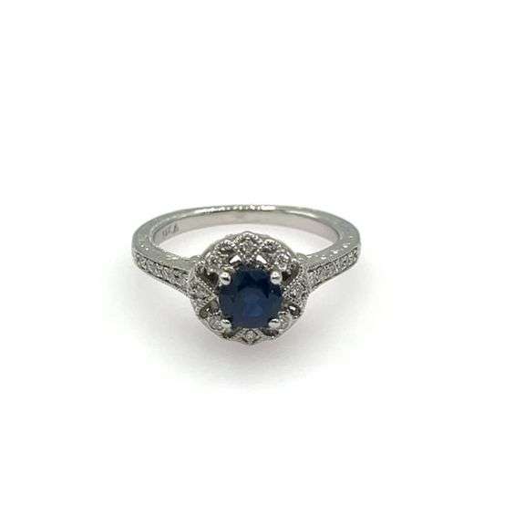 Blue Saphire and Diamond Ring