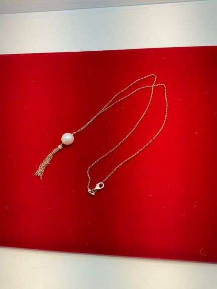 BRAND NEW 14K ROSE GOLD PEARL AND DIAMOND NECKLACE