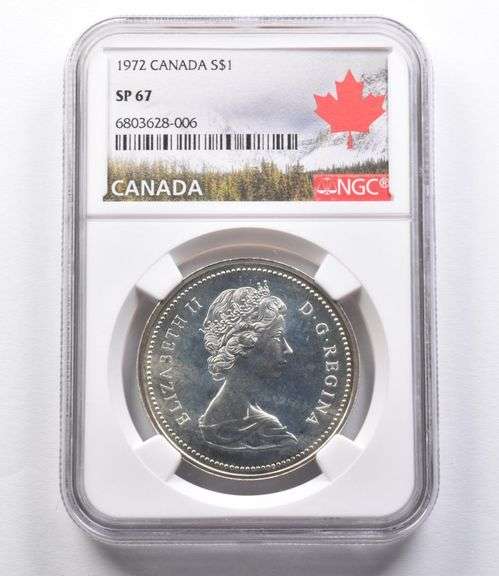 SP67 1972 Canada Silver Dollar NGC Beautifully Toned