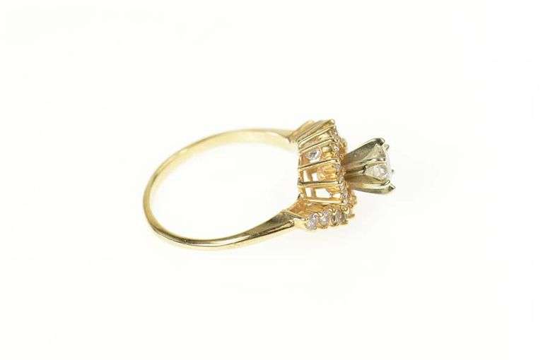 14K Yellow Gold 0.81 Ctw Diamond Swirl Halo Engagement Ring